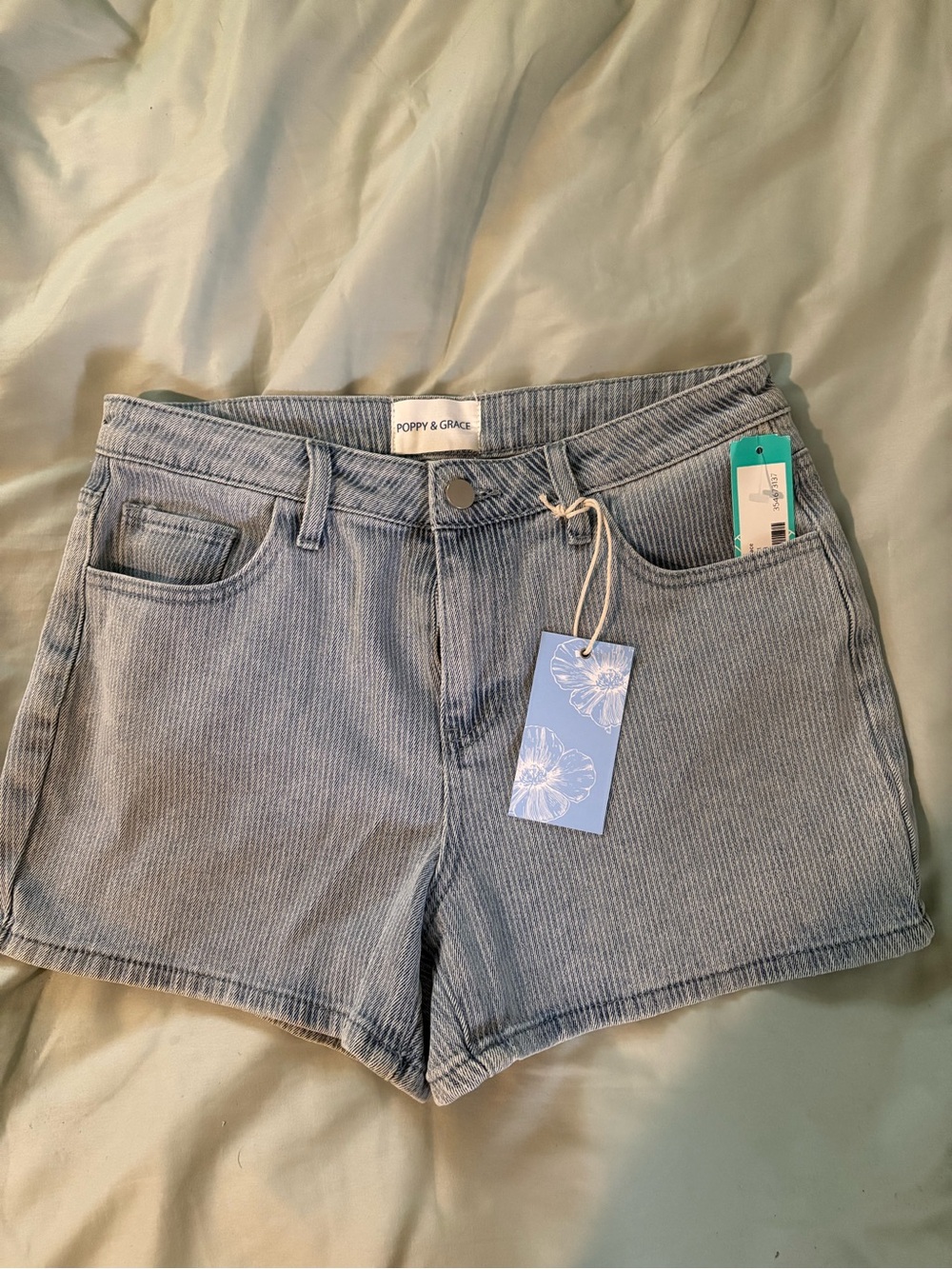 Light Blue Corduroy High-Rise Jean Shorts